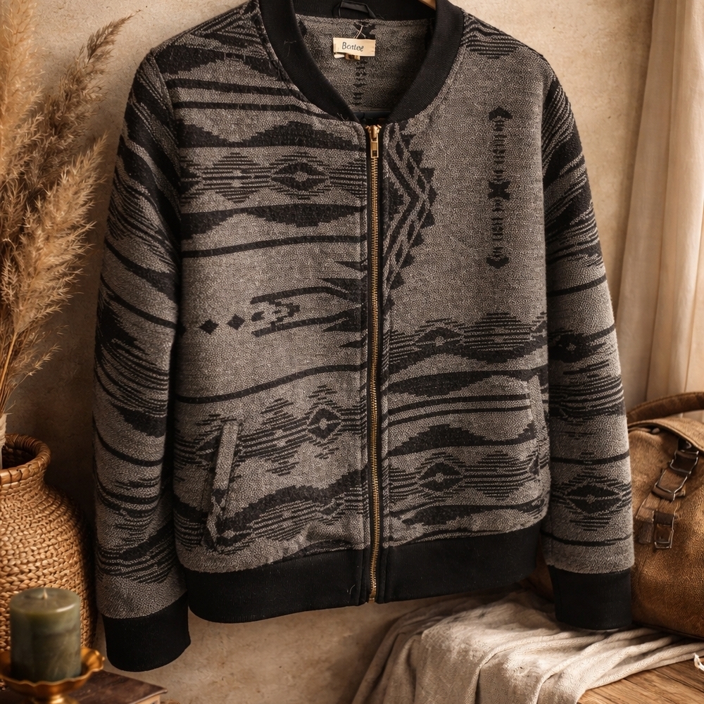 Brixton Charcoal and Black Zip-Up Sweater
